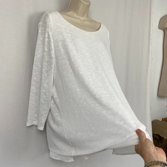 Chicos 3 Sweater White Layered Tulip Hem Semi Sheer Lagenlook Coastal Chic XL 1X - Picture 4 of 12